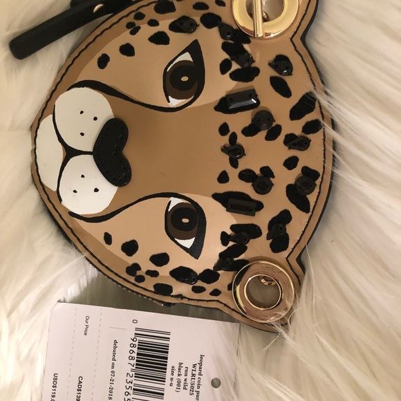 Kate Spade run wild leopard coin purse black - Picture 3 of 4